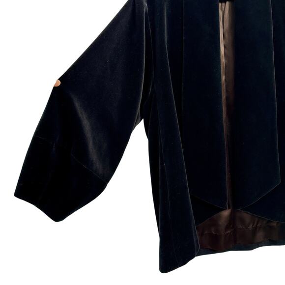 Vintage Black Velvet Coat by Cattiva Open front Whimsigoth gothic holiday Large - Picture 3 of 9